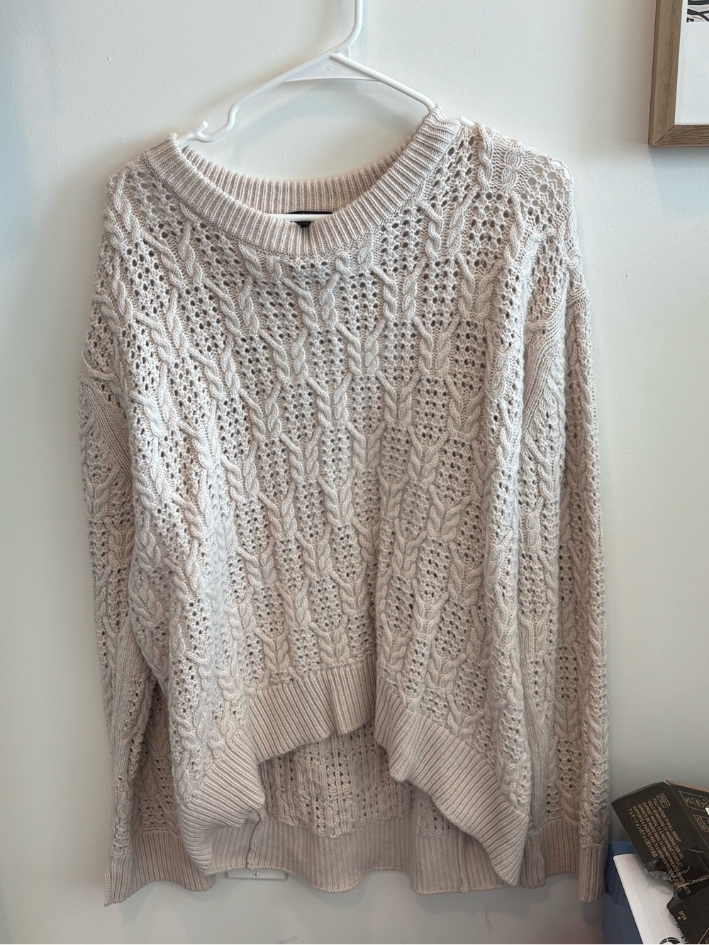 rag & bone Cream Cable-Knit Scoop Neck Sweater